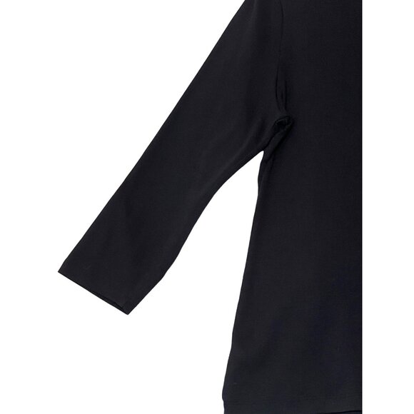 Talbots Women's Black Pima Cotton Tee Shirt Size L 3/4 Sleeve Stretch Goth - Picture 7 of 16